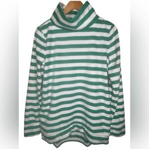 TELLURIDE CLOTHING CO: Green/White Stripped Mock Turtleneck Fleece, NEW
